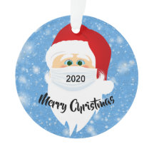 Ornamento acrílico enmascarado Santa 2020