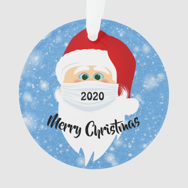 Ornamento acrílico enmascarado Santa 2020 (Anverso)