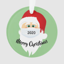 Ornamento acrílico enmascarado Santa 2020
