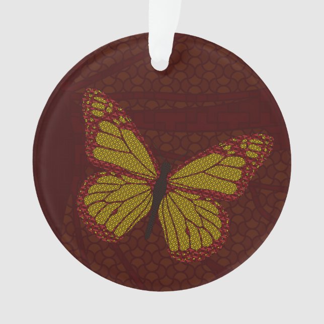 Ornamento acrílico monarca chino (Anverso)