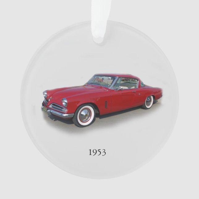 Ornamento acrílico rojo clásico del coche de 1953 (Anverso)