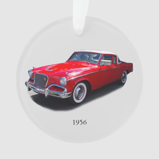 Ornamento acrílico rojo clásico del coche de 1956 (Anverso)