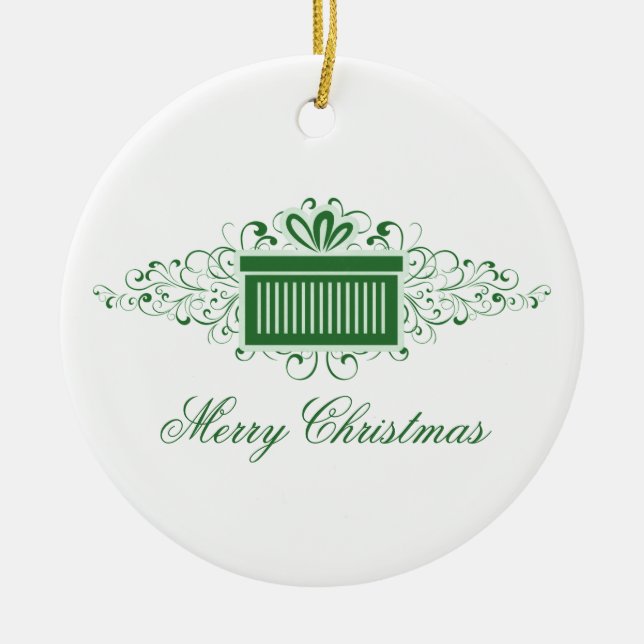 Ornamento actual de Swirls de vacaciones, verde (Frente)