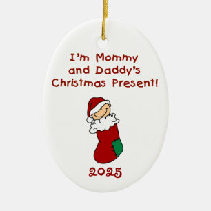 Ornamento actual navideño de mamá y papá