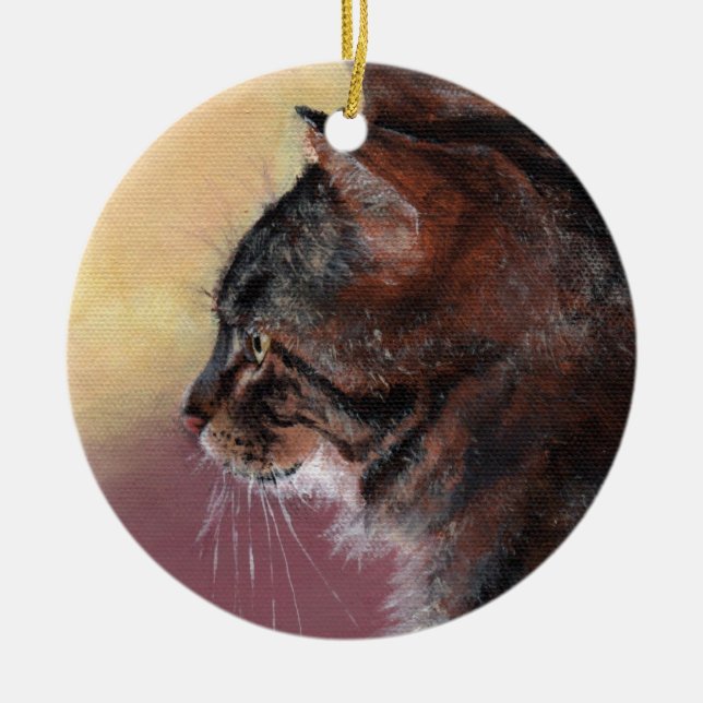 Ornamento adaptable del gato de Tabby (Frente)
