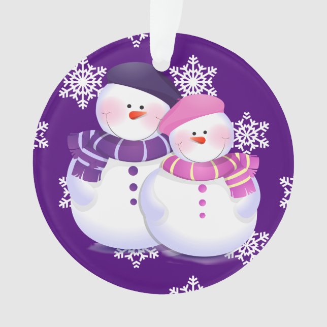 Ornamento adorable de pareja Snowman (Anverso)
