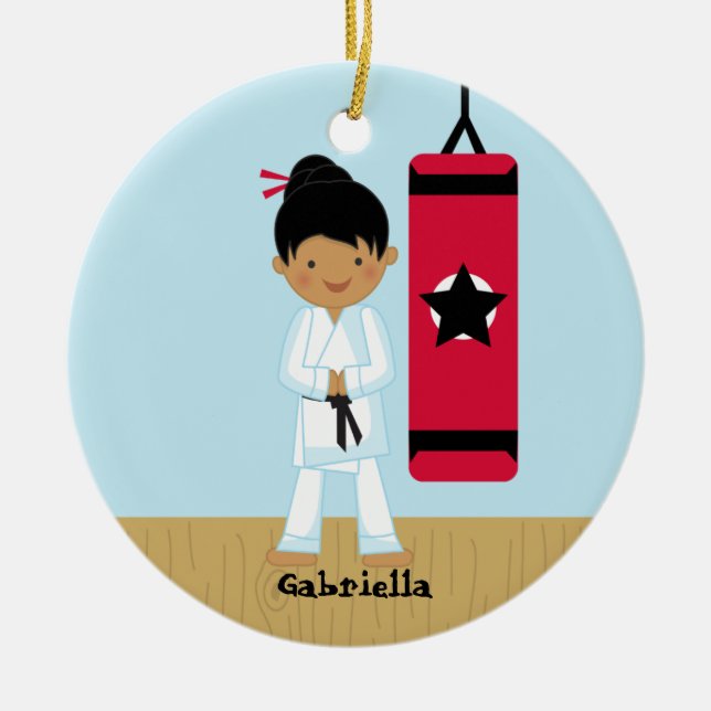 Ornamento adorable del chica del karate (Frente)