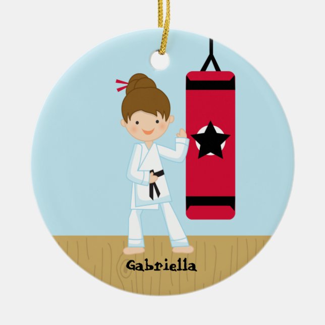 Ornamento adorable del chica del karate (Frente)