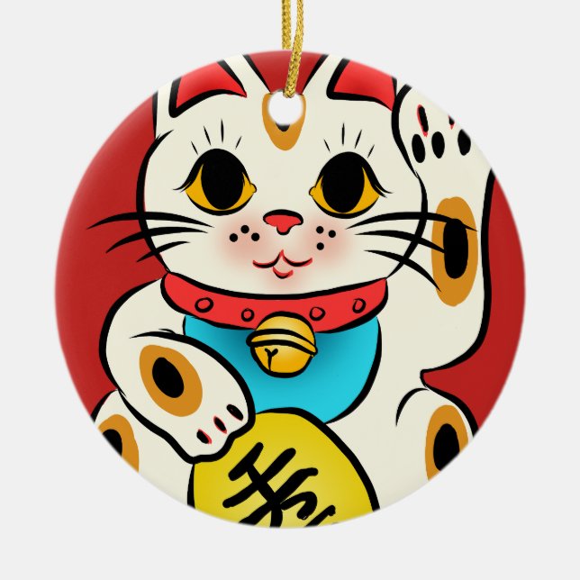 Ornamento afortunado del gato de Maneki Neko (Frente)