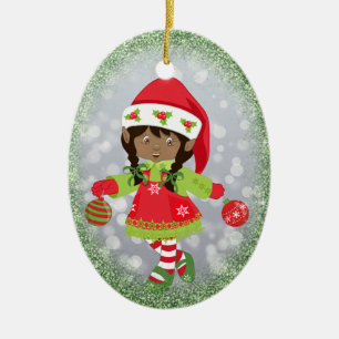 Ornamento afroamericano del navidad del chica
