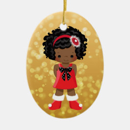 Ornamento afroamericano del navidad del chica