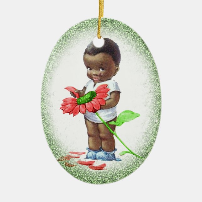 Ornamento afroamericano del navidad del muchacho (Frente)
