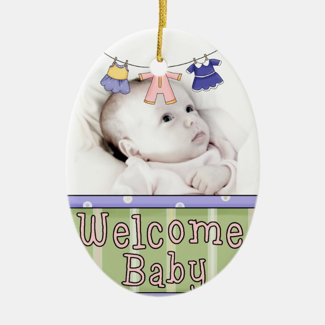 Ornamento agradable de la foto del bebé - chica (Frente)
