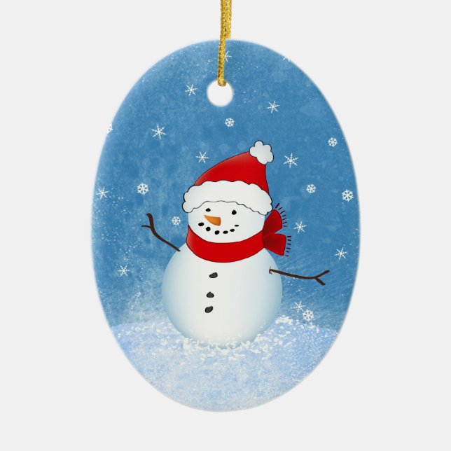 Ornamento alegre del muñeco de nieve (Frente)