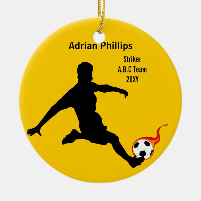Ornamento amarillo de bola de fútbol (Frente)