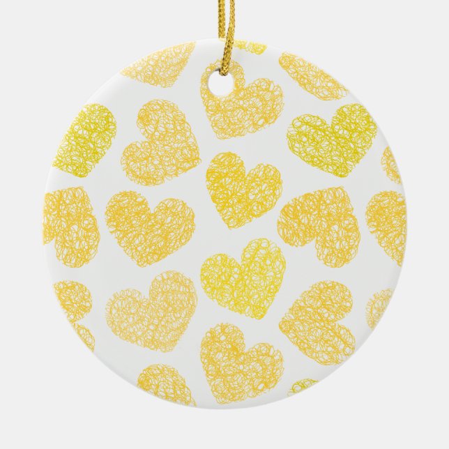 Ornamento amarillo de los corazones (Frente)