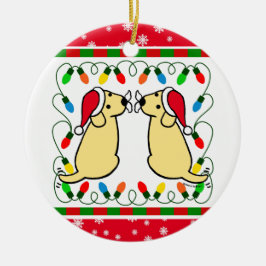 Ornamento amarillo gemelo de Labradors Santa del