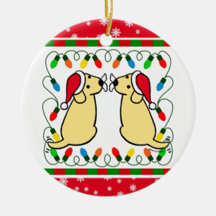 Ornamento amarillo gemelo de Labradors Santa del