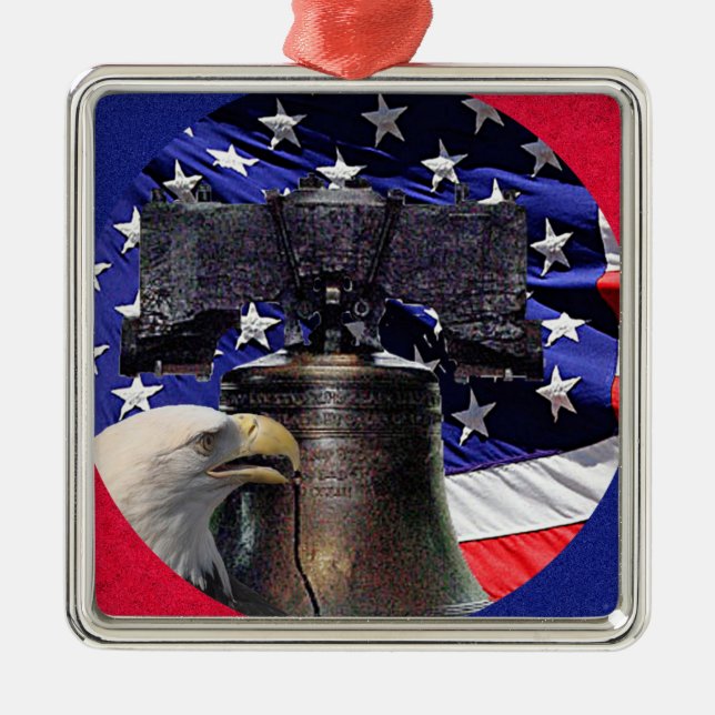 Ornamento americano de águila calva y bandera (Frente)