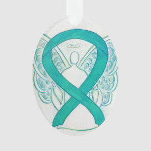 Ornamento ángel de la cinta de la conciencia verde