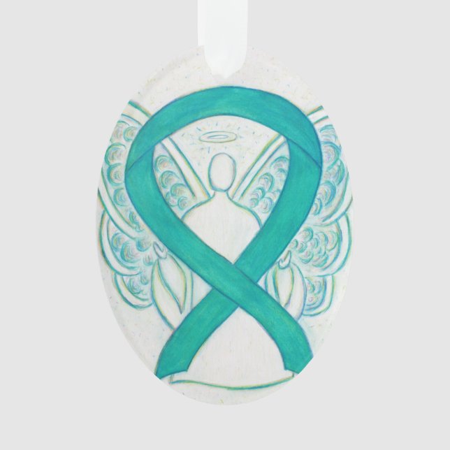 Ornamento ángel de la cinta de la conciencia verde (Anverso)