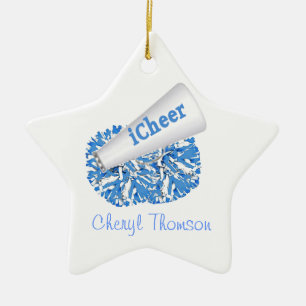 Ornamento animador azul claro y blanco