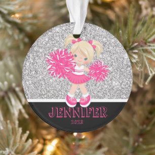 Ornamento animador rosa y plateado personalizado