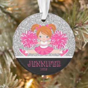 Ornamento animador rosa y plateado personalizado