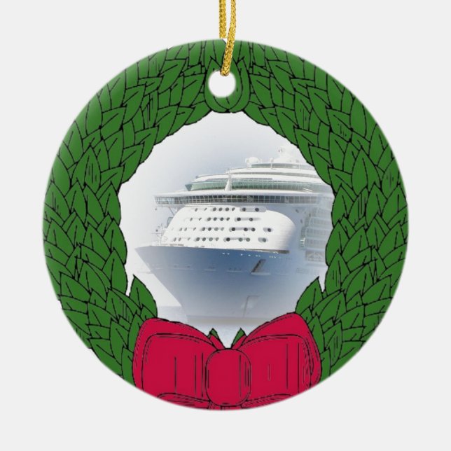 Ornamento anticuado del navidad del barco de (Frente)