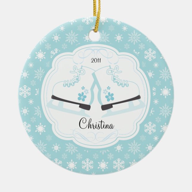 Ornamento anticuado patinador del navidad de los (Frente)