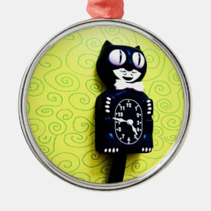 Ornamento antiguo del reloj del gato del equipo