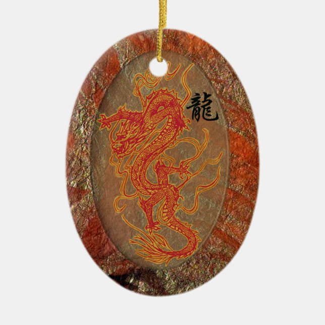 Ornamento ardiente del dragón de la buena suerte (Frente)