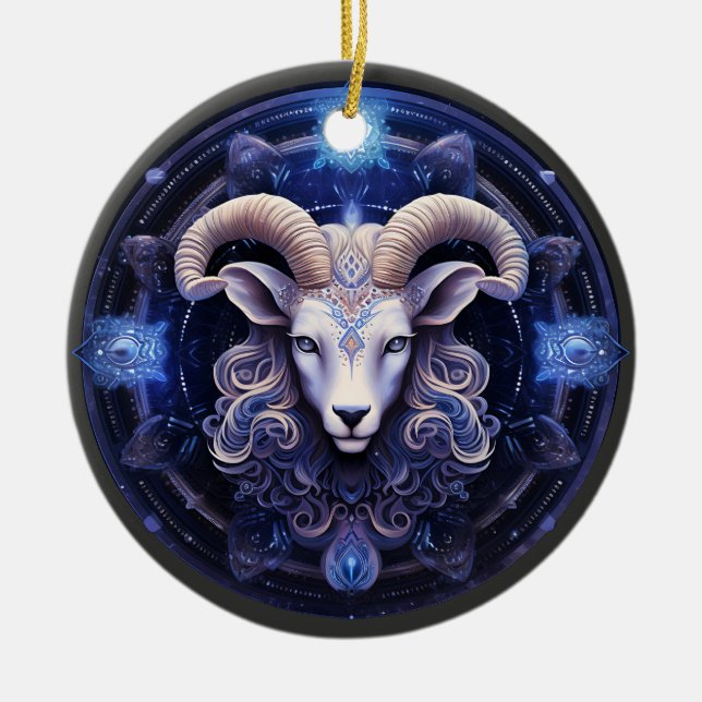 Ornamento Arológico Personalizado de Aries Zodiac (Frente)