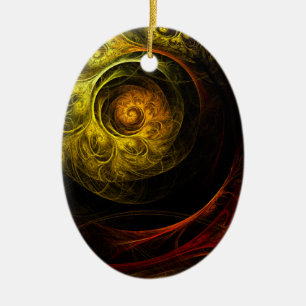 Ornamento artístico ovalado de Sunrise Floral Red