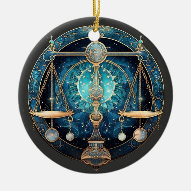 Ornamento Astrológico Personalizado de Zodiac Libr (Frente)