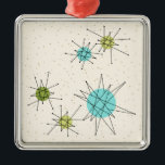 Ornamento atómico icónico del navidad de<br><div class="desc">El navidad atómico icónico de este Starbursts adorna starbursts atómicos icónicos de las características del modelo. ¡Eso correcto! La escuela vieja, fondo color nata con los puntos del oro es el contexto perfecto para la turquesa vibrante, el apio calmante, y los círculos coloreados del verde kitschy de la pera. Los...</div>