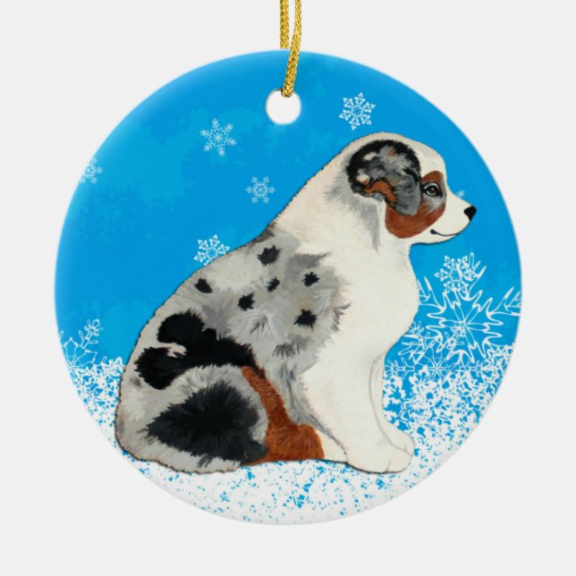 Ornamento australiano de la nieve de los perritos (Frente)