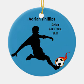 Ornamento azul de bola de fútbol