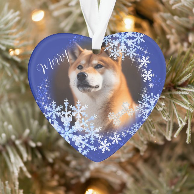 Ornamento azul de los Navidades de perro mascotas (Árbol)
