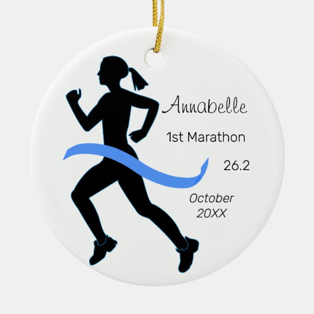 Ornamento azul de Marathon Runner para mujer (Frente)