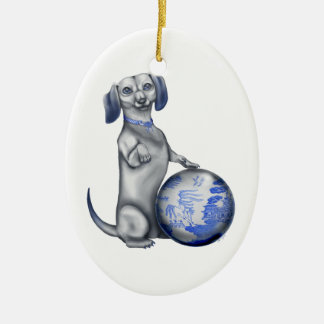 Ornamento azul del Dachshund del sauce