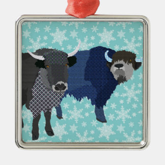 Ornamento azul del navidad de los yacs