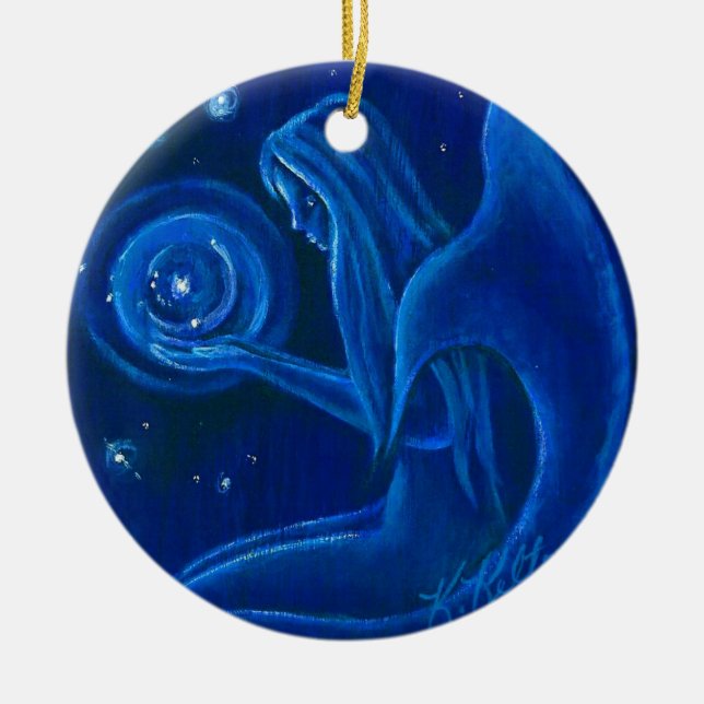 Ornamento azul del navidad del universo de la (Frente)