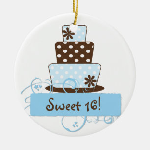 Ornamento azul del recuerdo de la torta del dulce