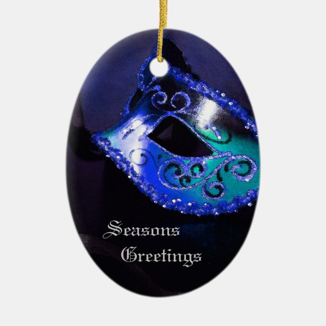 Ornamento azul elegante del día de fiesta de la (Frente)