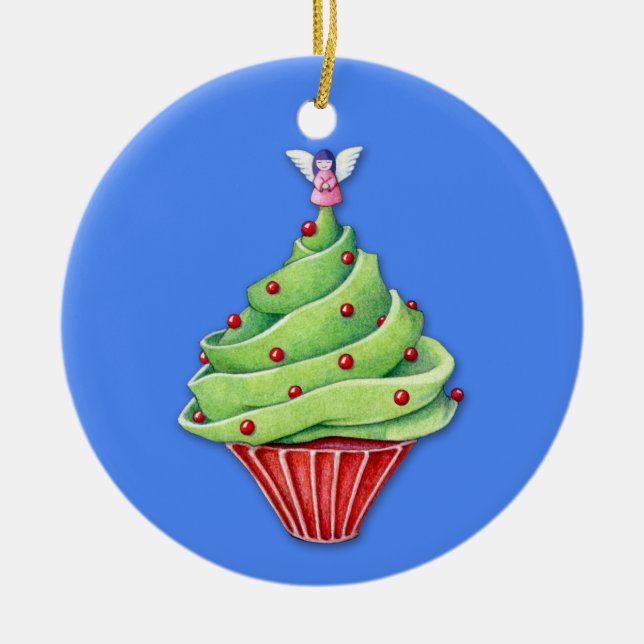 Ornamento azul pastel de árbol de Navidad (Frente)