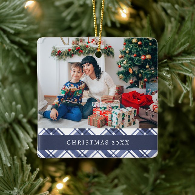 Ornamento azul trenzado (Plaid Blue Ornament
)