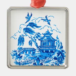 Ornamento azul y blanco de China