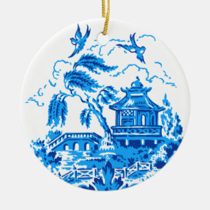 Ornamento azul y blanco de China salvaje