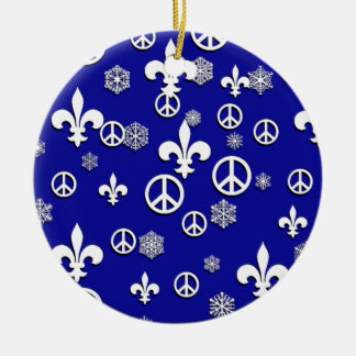 Ornamento azul y blanco de la paz de la flor de